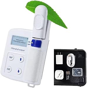 Chlorophyll Analyzer Chlorophyll Meter Nitrogen Content Leaf Temperature Tester with Measuring Range 0.0 to 99.99 SPAD Including a Mainframe 16GB Large Storage Space