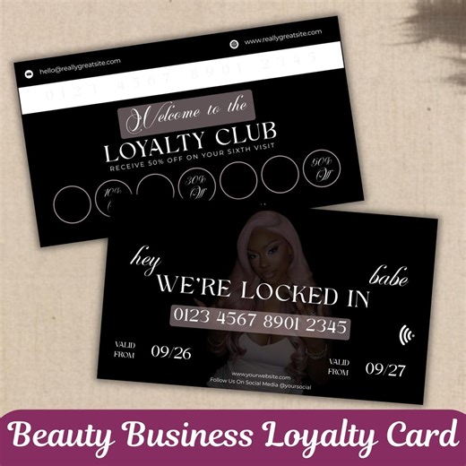Editable Loyalty Card Template Canva, Credit Card Style Rewards Card, Beauty Salon VIP Discount Card, Client Retention Card Digital Download - Etsy