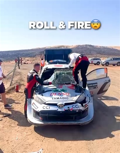 Takamoto Katsuta's car caught fire after his rollover on Rally Saudi Arabia 😳 | DirtFish