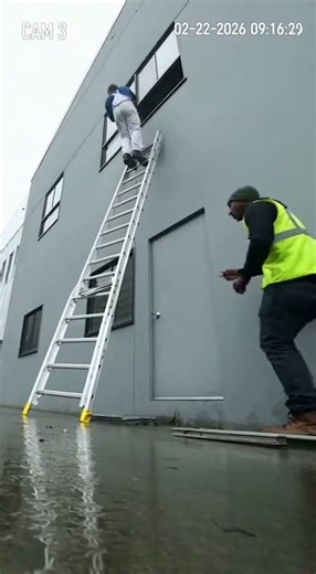 Painter's Narrow Escape on Unsecured Ladder