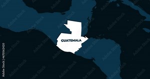 World Map Zoom In To Guatemala. Animation in 4K Video. White Guatemala Territory On Dark Blue World Map