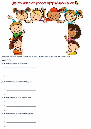 Modes of Transportation interactive worksheet