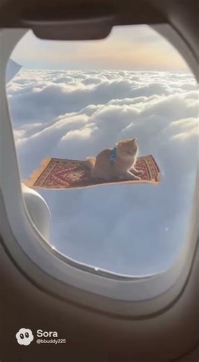 Cat Riding a Magic Carpet #funny #cat #cute #pets #shorts