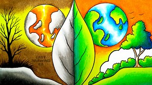 55K views · 863 reactions | Environment day drawing Global warming drawing #environment #drawing #painting #EarthDay | Easy Drawing SA | Facebook