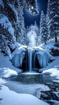 Winter Waterfall on Christmas Night