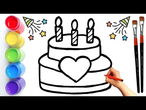 아이들을 위한 생일 케이크 그리기 및 색칠하기 | Birthday cake drawing and coloring for kids