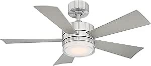 Modern Forms Fans FR-W1801-42L-27-SS Transitional 42``Ceiling Fan from Wynd collection in Pwt, Nckl, B/S, Slvr. finish,