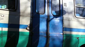 video taken in a station of sliding doors of a departing train.