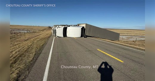 Powerful winds flip semi trucks across Montana