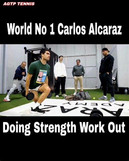 World No. 1 Carlos Alcaraz is back in the gym, putting in some serious strength training work. 💪🎾 Even in the absence of his coach Juan Carlos Ferrero, Alcaraz is showing his hunger and dedication, training hard to keep improving. We hope he continues to achieve the same — or even more — success, even without his excellent mentor by his side. The grind never stops. 🔥 #CarlosAlcaraz #StrengthTraining #NoDaysOff #HardWork #TennisChampion #JuanCarlosFerrero #TennisFans #fblifestyle | AGTP Tennis