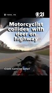 The moment a motorcyclist collided with a deer was caught on camera. #news #localnews #shocking #crash | Local 21 CBS News, WHP Harrisburg