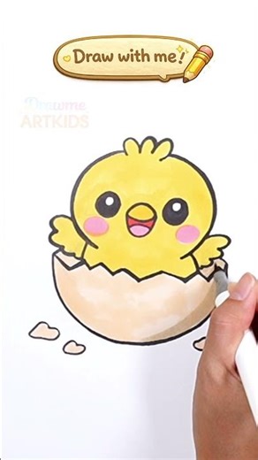 Cute Chick Hatching 🐣 Easy Easter Drawing #drawing #drawingideas #art