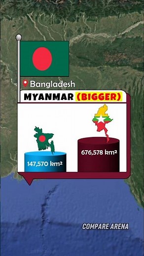 Rival Neighboring Countries. Who Is Bigger by Land Area #youtubeshorts #shorts