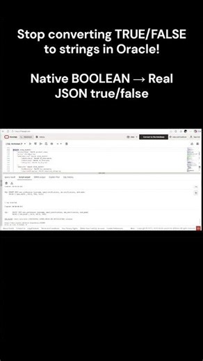 Oracle 26ai BOOLEAN + JSON = Clean API Output #oracle26ai#oracledba #oracledatabase