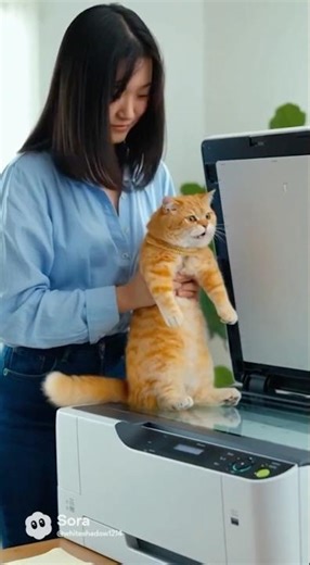 Cat in a Copy Machine… It Cloned?! 😹 #FunnyCat #CatShorts #ViralShorts #CloneCat #PetComedy #cat