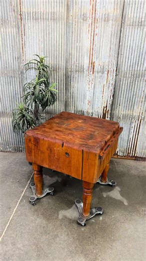 SOLD—but too good not to share. This original butcher block didn’t last long and is on its way to Colorado. Pieces with this scale, history, and patina are increasingly hard to find—and when they show up, they move fast. If you’re looking for something similar, keep an eye on our page or reach out…we’re always sourcing the next one. #butcherblock #solidwoodfurniture #vintagekitchen #antiquestorefinds #timelessdesign