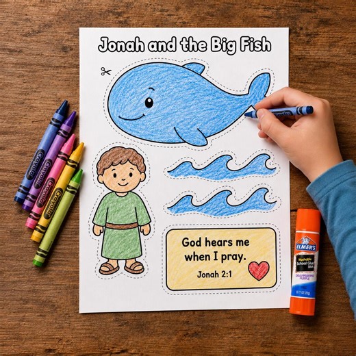 Manualidad bíblica imprimible de Jonás y el pez grande, Actividad para la escuela dominical de Jonás 2:1, Manualidad bíblica para niños "Dios me escucha cuando oro", Manualidad para la escuela bíblica de verano - Etsy España