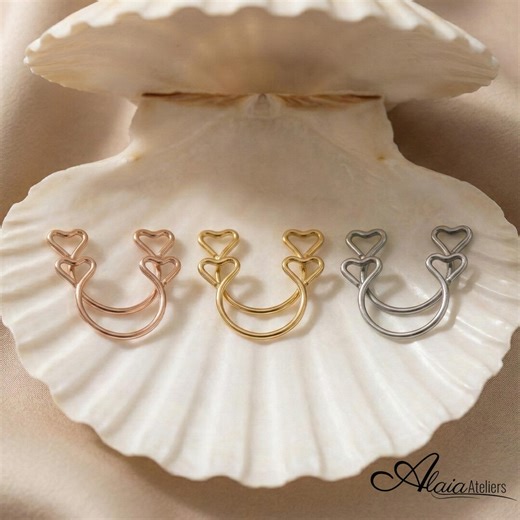 Non Piercing Nipple Clips Set – Adjustable Heart & Blue Pearl Barbell – Silver Gold Rose Gold – Faux Nipple Rings Body Jewelry - Etsy