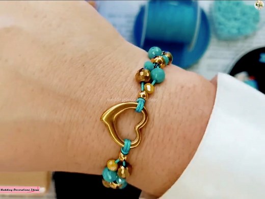 How to make Thread Bracelet with Crystals and Heart - Easy Tutorial | Wedding Decoration Ideas