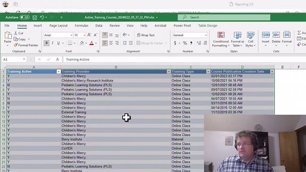 Using Excel Table formatting on Cornerstone Reports