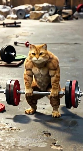 Strong Fit Cartoon Cat – Heavy Deadlift Power | Realistic Animation #cat #shorts #youtubeshorts