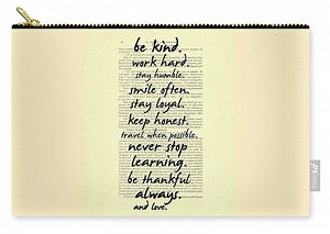 Be kind work hard motivational quote on antique book page Zip Pouch by Madame Memento