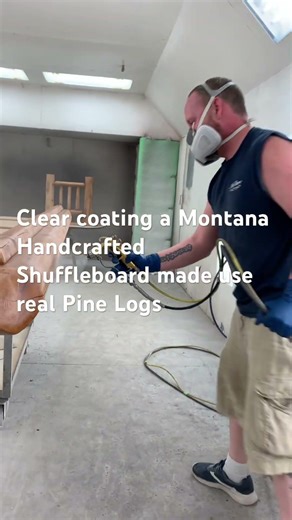 Handcrafted Montana Shuffleboard Built from Real Pine Logs