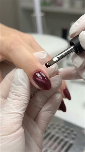 Burgundy Cat Eye Nails | Professional Magnetic Nail Art #Shorts