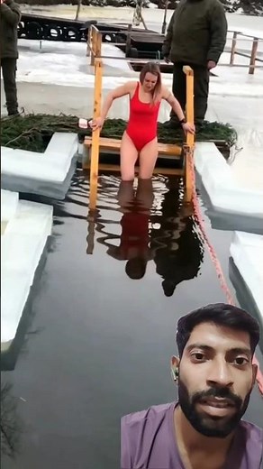 Girl take bath in frozen baikal lake 🥶 #winter #baikal #russia