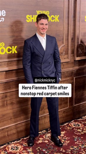 Even red carpet smiles need a break 😄 @primevideose x @hero_ft Hero Fiennes Tiffin shares a candid moment between photos after a long stretch of nonstop smiling on the Young Sherlock NYC red carpet. Young Sherlock, from Guy Ritchie, premieres March 4 on Amazon Prime Video 🎬🕵️‍♂️ | New York Mickey