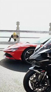 Kawasaki H2R vs Ferrari race Follow me Superbikesfun #superbikesfun #ferrari #kawasaki #kawasakih2r #ferrarichallenge #ferrarif1 #kawasakininja . | Superbikesfun