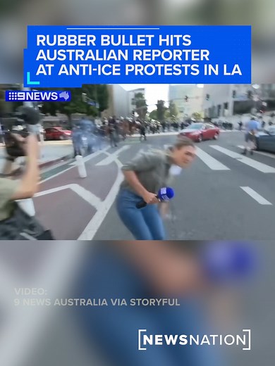 “You just shot the reporter!”: A U.S. correspondent for an Australian news channel was shot with a rubber bullet Sunday as she reported during a third day of protests in #LosAngeles.