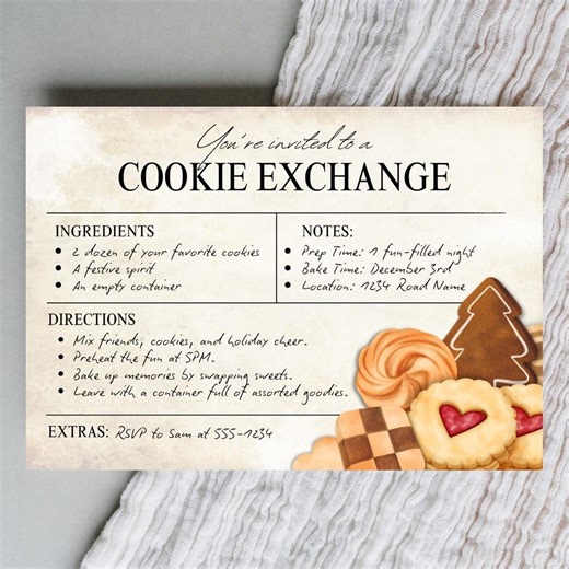 Cookie Exchange Invitation Holiday Baking Party Invite Editable Christmas Swap Card Festive Dessert Template Christmas Cookie Swap Invite - Etsy Canada