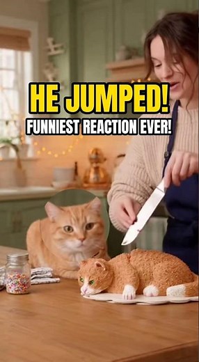 Cat Freaks Out When Owner Cuts Cake That Looks Like Him!