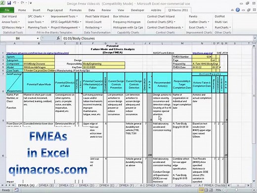 FMEA template in Excel