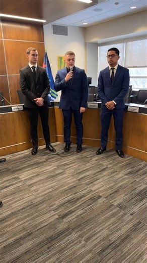 Congrats to the new Waterloo Police Department officers being sworn in: Dylan Brown from Jesup, Abelardo Gil-Sanchez from Waterloo, and Anel Nadarevic from Waterloo! | City of Waterloo, Iowa - City Hall