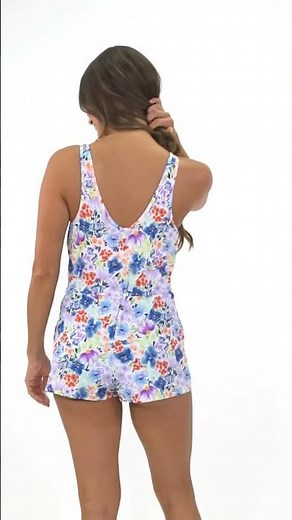 Sporti Starlet Printed Tummy Control Swim Romper | SwimOutlet.com