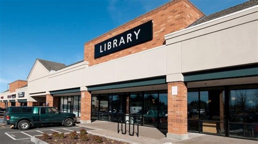 Structural roof damage shutters Troutdale Library — for now