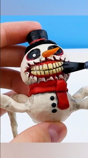 Making Scary Snowman GOO GOO GA GA (gugugaga) with Clay #clay #horror #figures #art