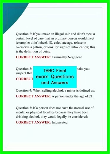 TABC Final exam Questions and Answers video