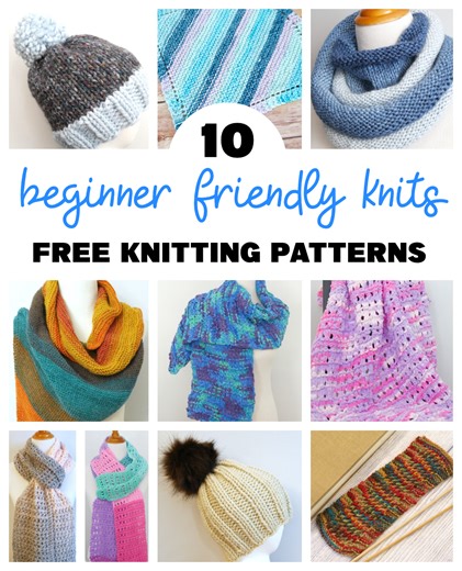 Beginner Friendly Knits, 10 Patterns   Video Tutorials - fiberfluxblog.com