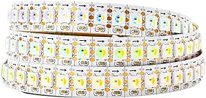 BTF-LIGHTING RGBW RGB+Natural White SK6812 (Similar WS2812B) Individually Addressable 3.3ft 1m 144(2X72) LEDs Flexible 4 Colors in 1 LED Dream Color LED Strip IP30 Non-Waterproof DC5V White PCB