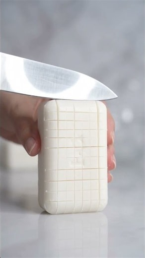 Cutting white soap with knife ASMR