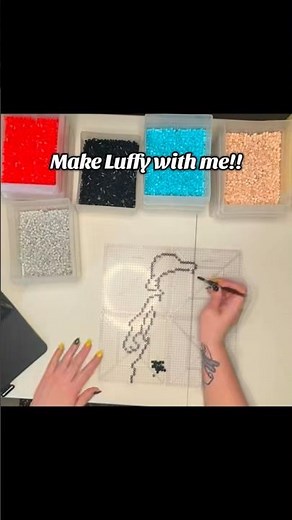 Luffy Perler Bead Build 🏴‍☠️ One Piece Fuse Bead Placemen #shorts #onepiece #perlerbeads #art