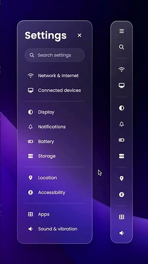 Glassmorphism Settings Sidebar UI using HTML & CSS