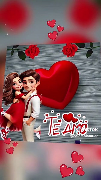 Romantic Animated Characters in Affectionate Scenes