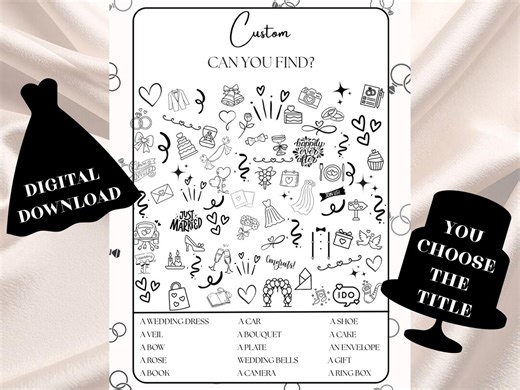Custom Wedding Hidden Objects Game Printable Wedding Activity - Etsy