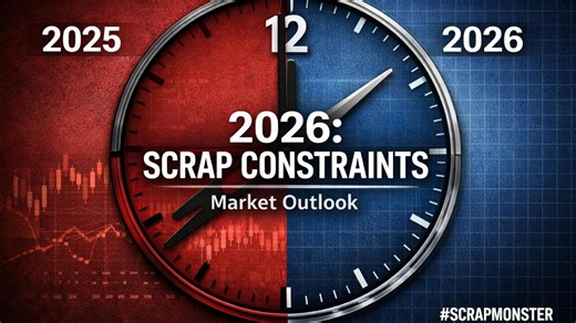 2025 pushed scrap markets through extreme price swings. 2026 will challenge something deeper: material access. In our year-end market outlook, ScrapMonster breaks down how: Trade policy is reshaping scrap flows Regional pricing differences are widening Local competition is intensifying This is a clear, data-driven look at the risks and opportunities heading into 2026. ▶️ Watch the full video on our YouTube channel. https://f.mtr.cool/jzlhfuaxic #ScrapMonster #ScrapMetal #MarketOutlook #MetalMark