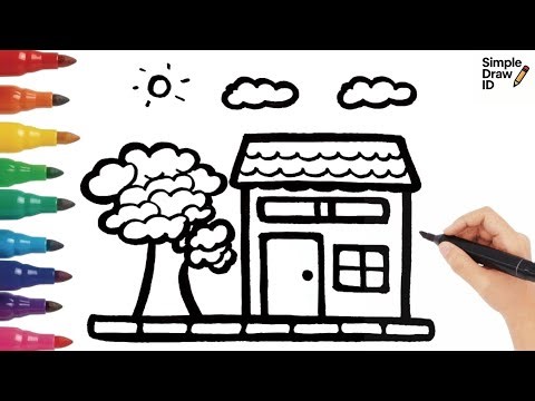 Easy Drawing House and Tree - How To Draw A House and Tree Step by step for Beginners