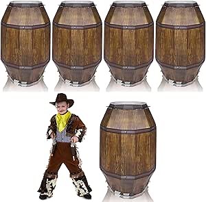 4 PCS Western Cowboy Party Decoration 25.1Inch Pirate Barrel Party Decorations Large Cardboard Wine Barrel Whiskey Party Supplies Western Photo Booth Props Decoration
